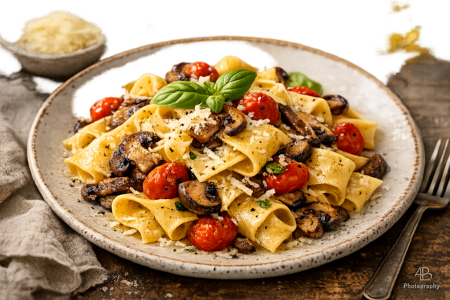 Yemek fotoğrafı üzerinde minimal filigran uygulaması